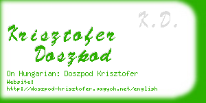 krisztofer doszpod business card